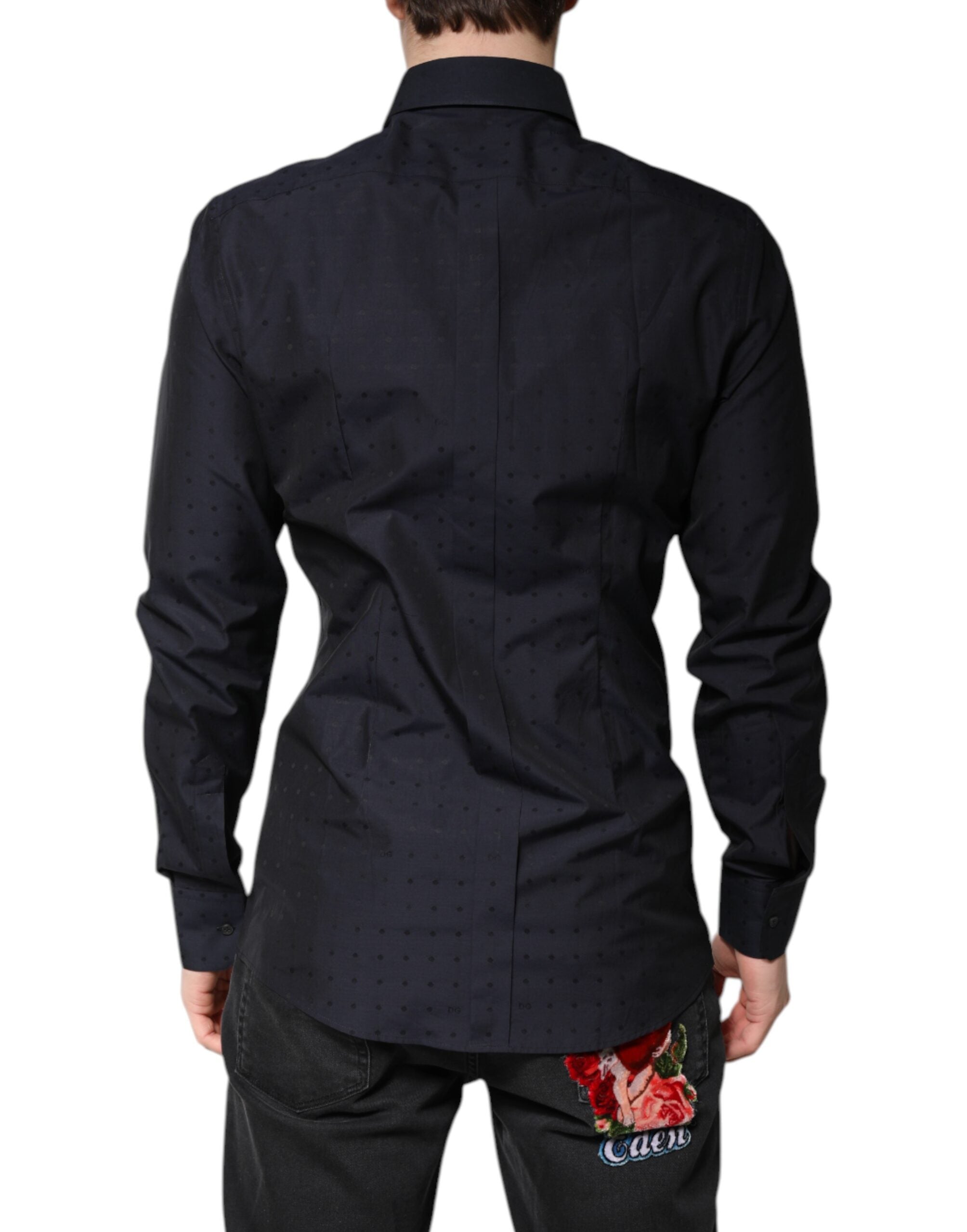 Dolce & Gabbana Black Cotton GOLD Men's Dress Formal Shirt